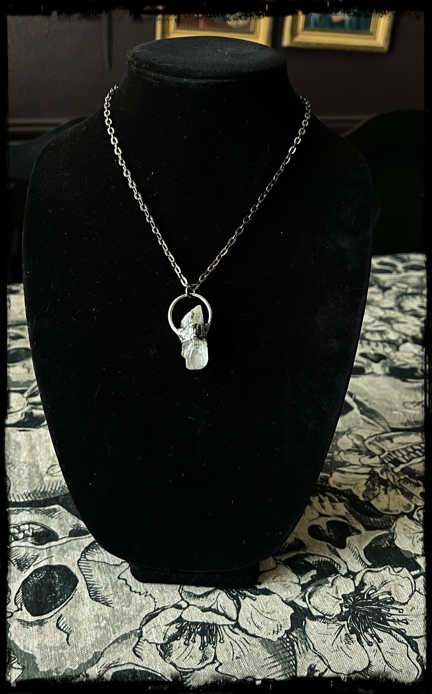 Danburite brutalist style Tiffany Technique crystal layering necklace~