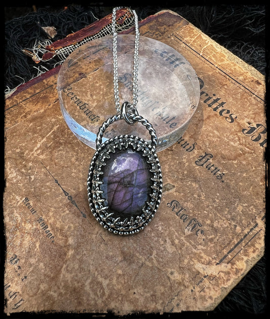 Purple labradorite gothic style pendant necklace~