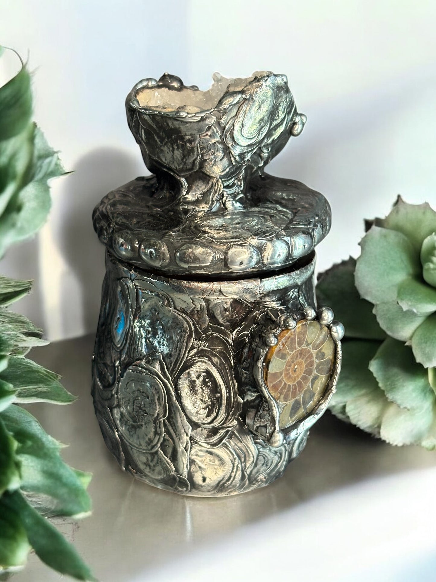 Stoned Alchemy High Priestess herbal jar (medium) amethyst & labradorite-