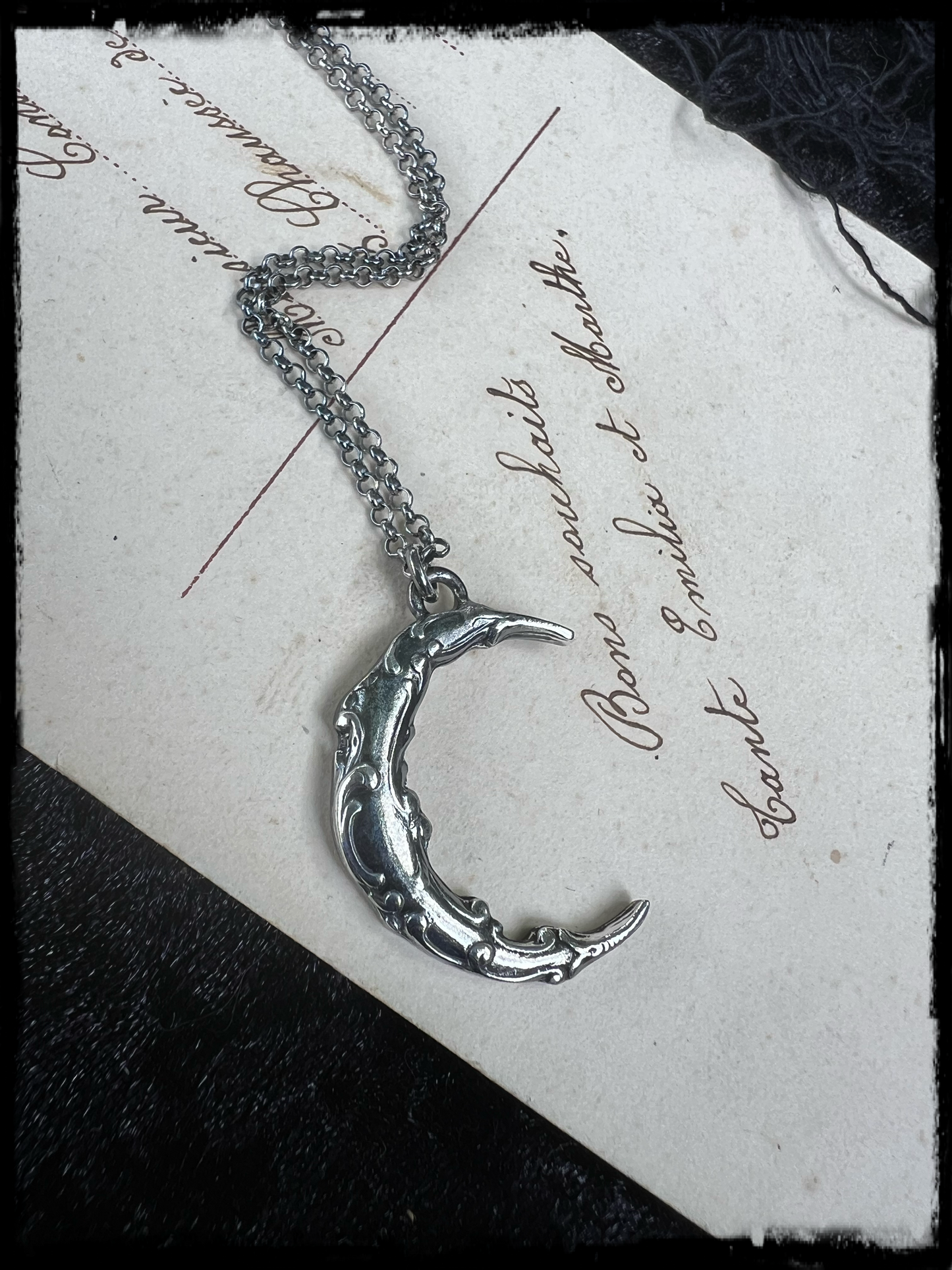 Moon of Melancholy~Sterling & fine silver crescent layering necklace MTO~