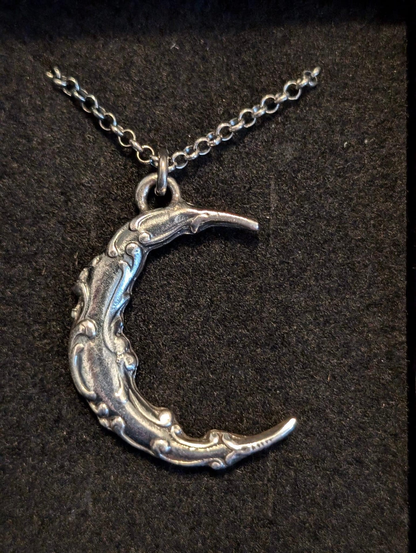 Moon of Melancholy~Sterling & fine silver crescent layering necklace MTO~