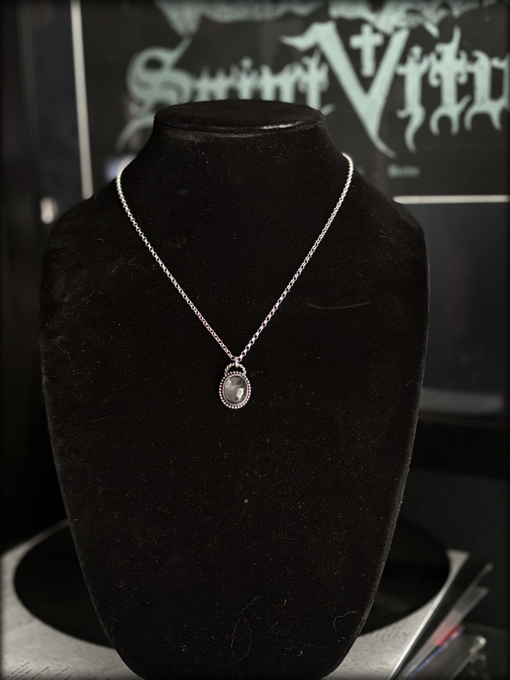 Hand crafted Sterling rose cut star sapphire layering necklace~