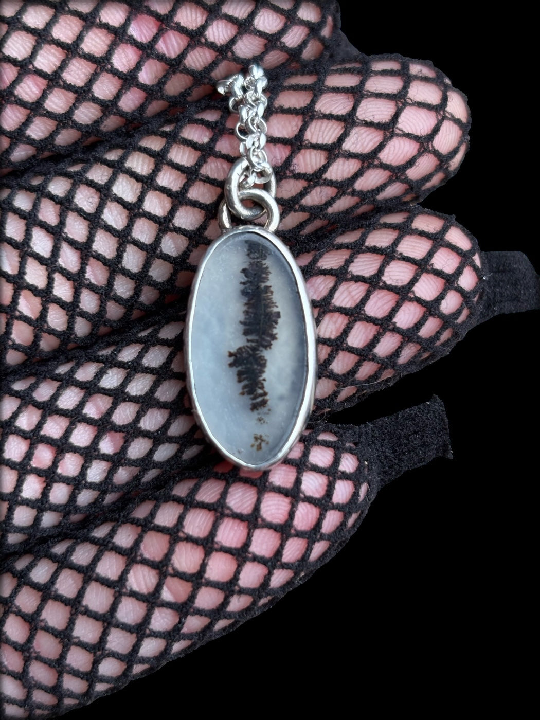 Handcrafted sterling and fine silver dendritic agate layering necklace ~