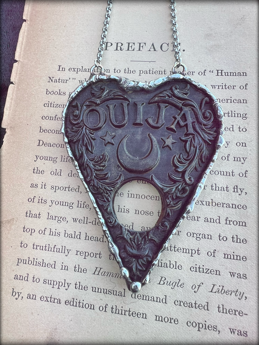 Oracle~Handcrafted resin Ouija board plancette Tiffany technique necklace~