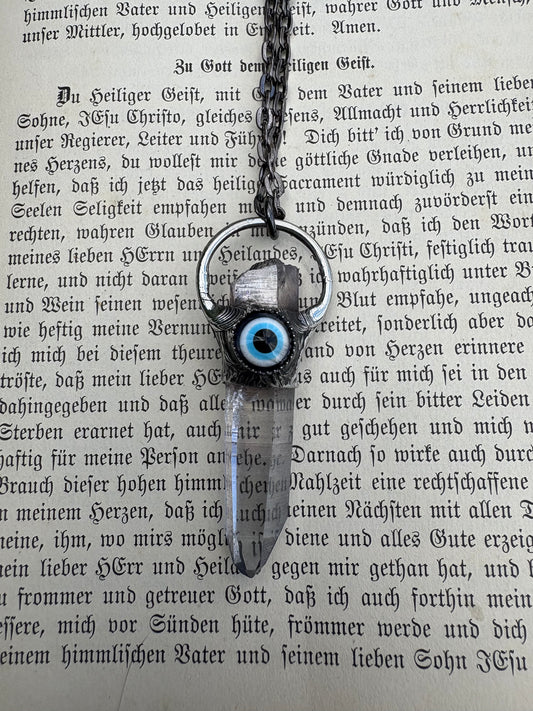 Evil Eye protection ~clear quartz with evil eye protection cabochon crystal necklace~