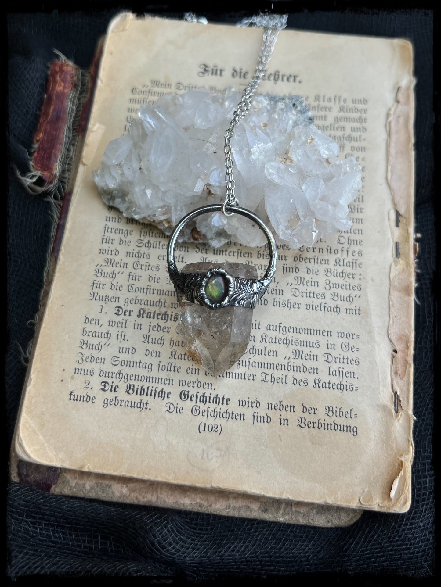 Inner Earth~Garden inclusion quartz with wella Opal crystal necklace~
