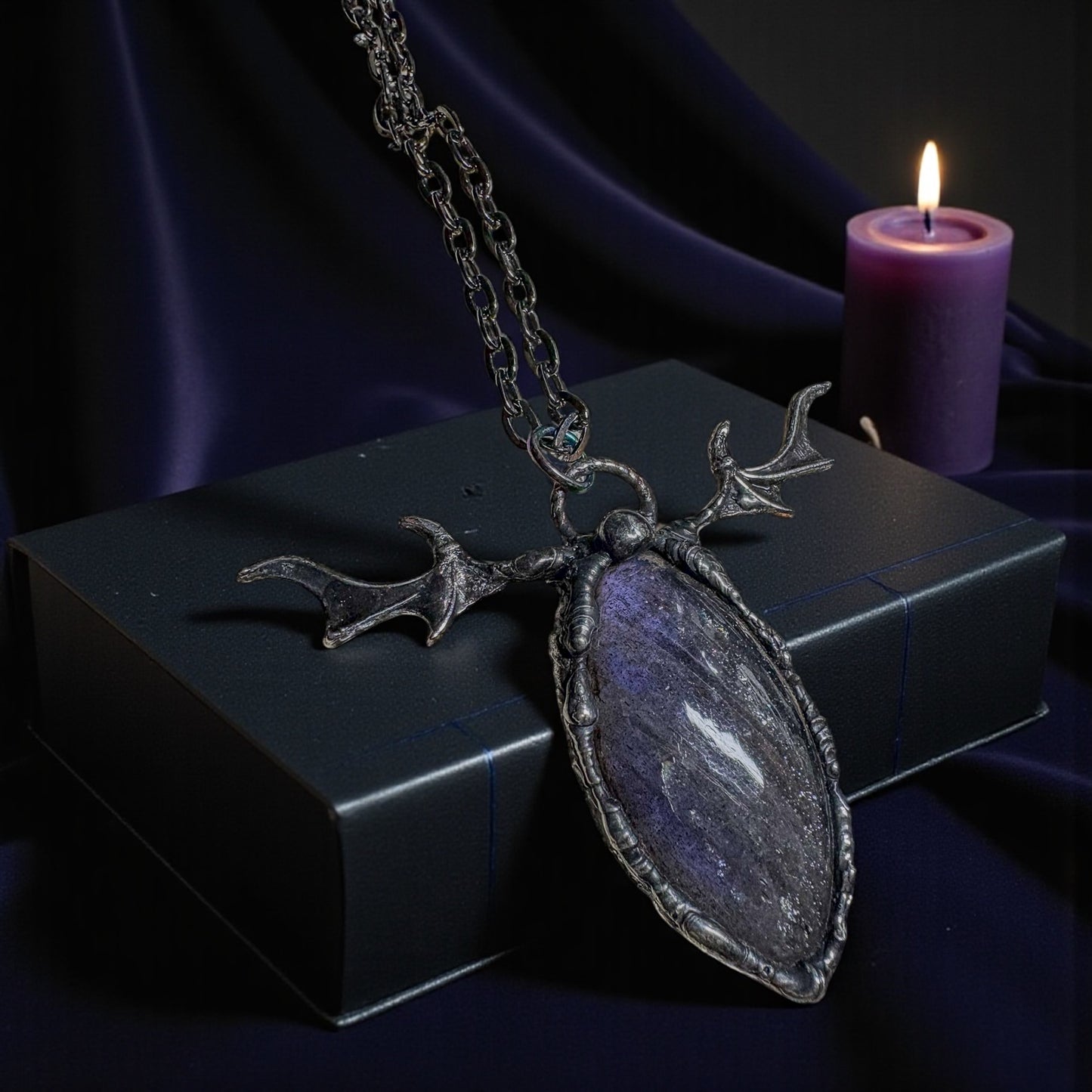 Maleficarum~ Labradorite Winged Talisman Necklace