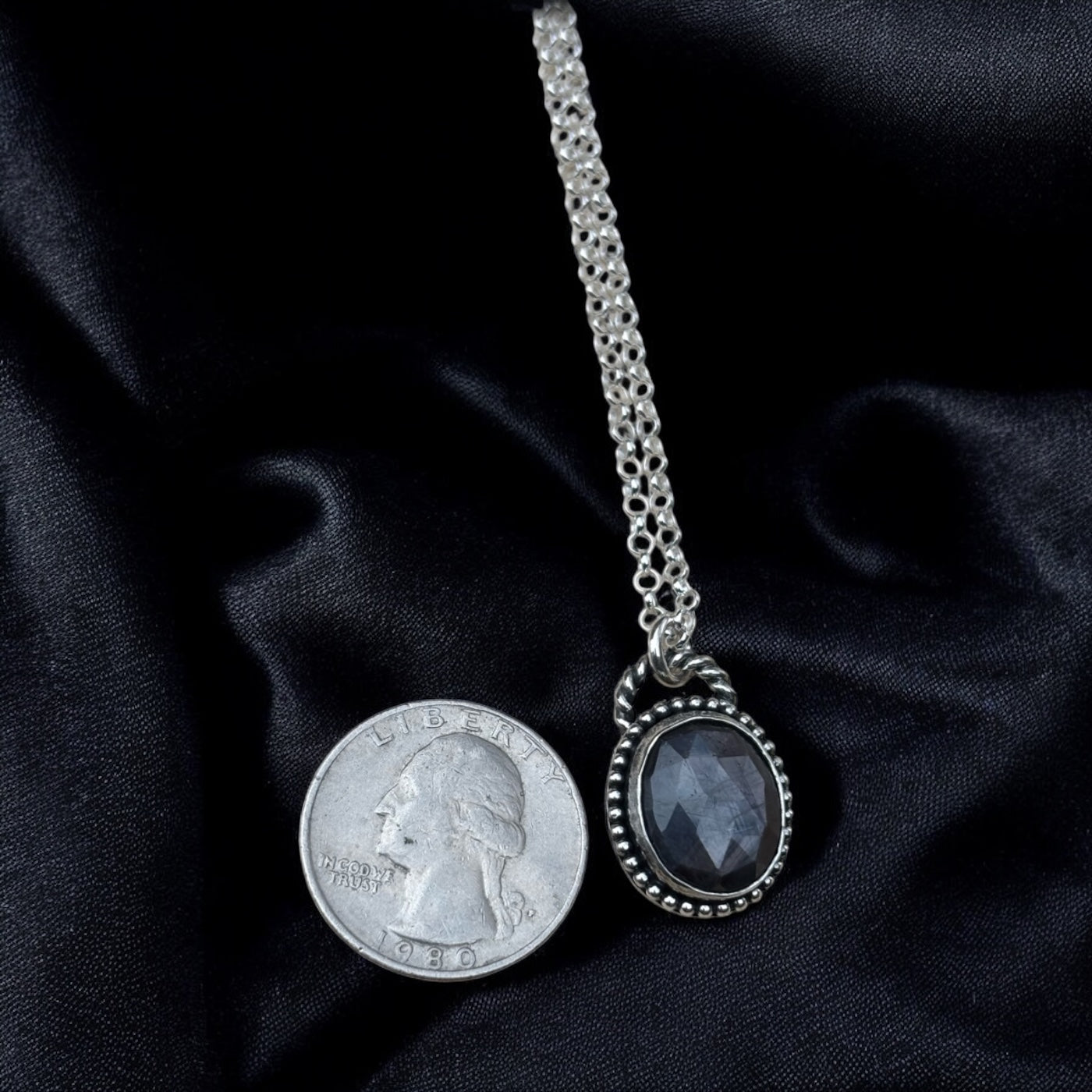 Hand crafted Sterling rose cut star sapphire layering necklace~