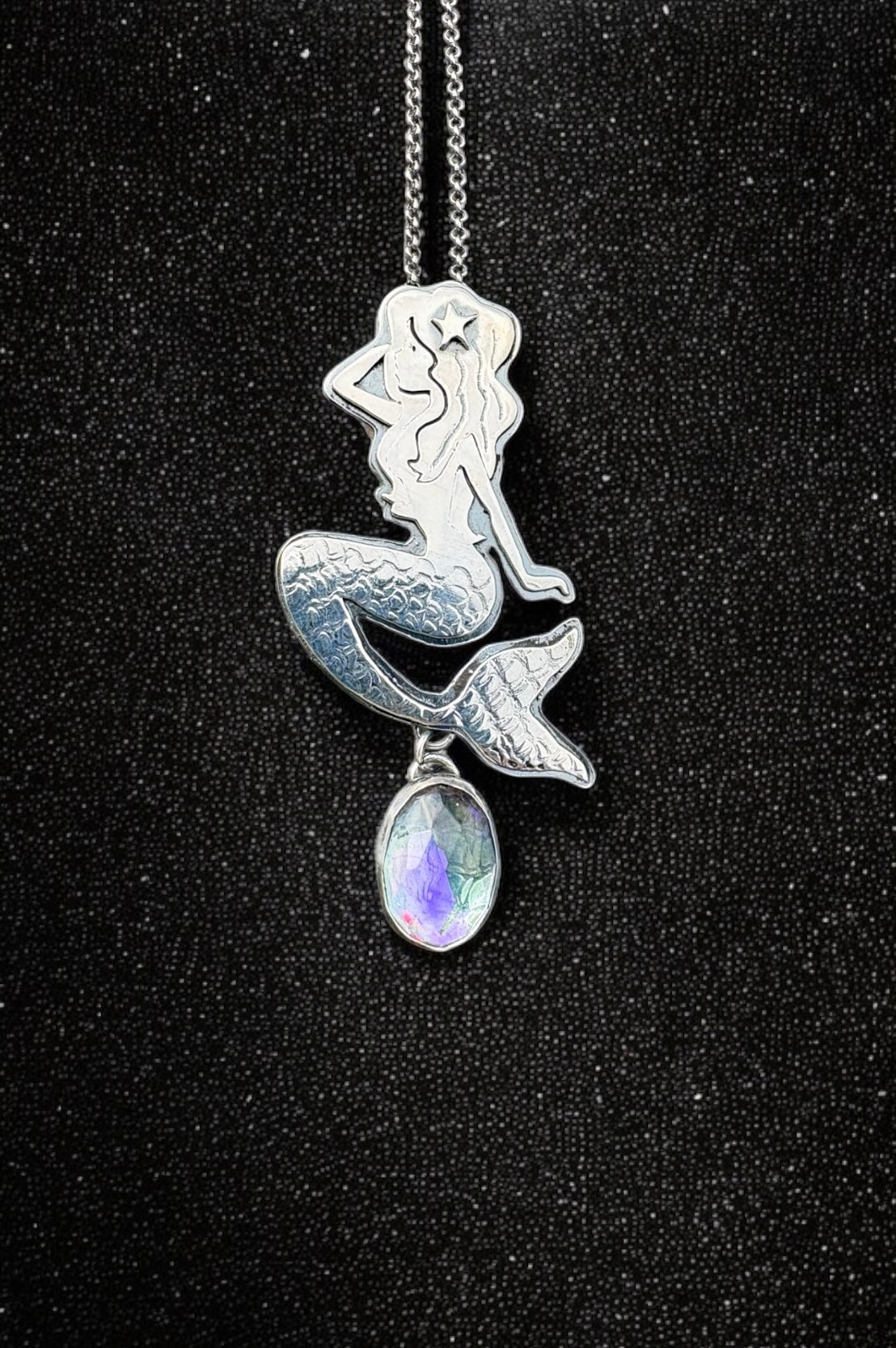 Nerida’s Dream – Sterling Silver Mermaid Necklace with Mystic Quartz