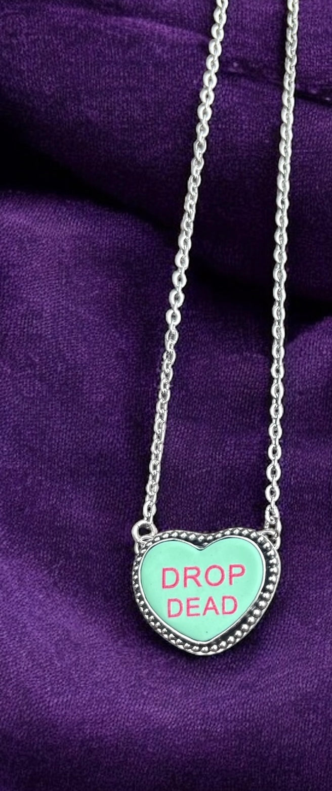 Bitter Hearts Necklace – Sterling Silver Spooky Conversation Heart