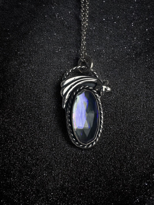 Wishspell — Sterling Silver Shooting Star Necklace with Mystic Quartz