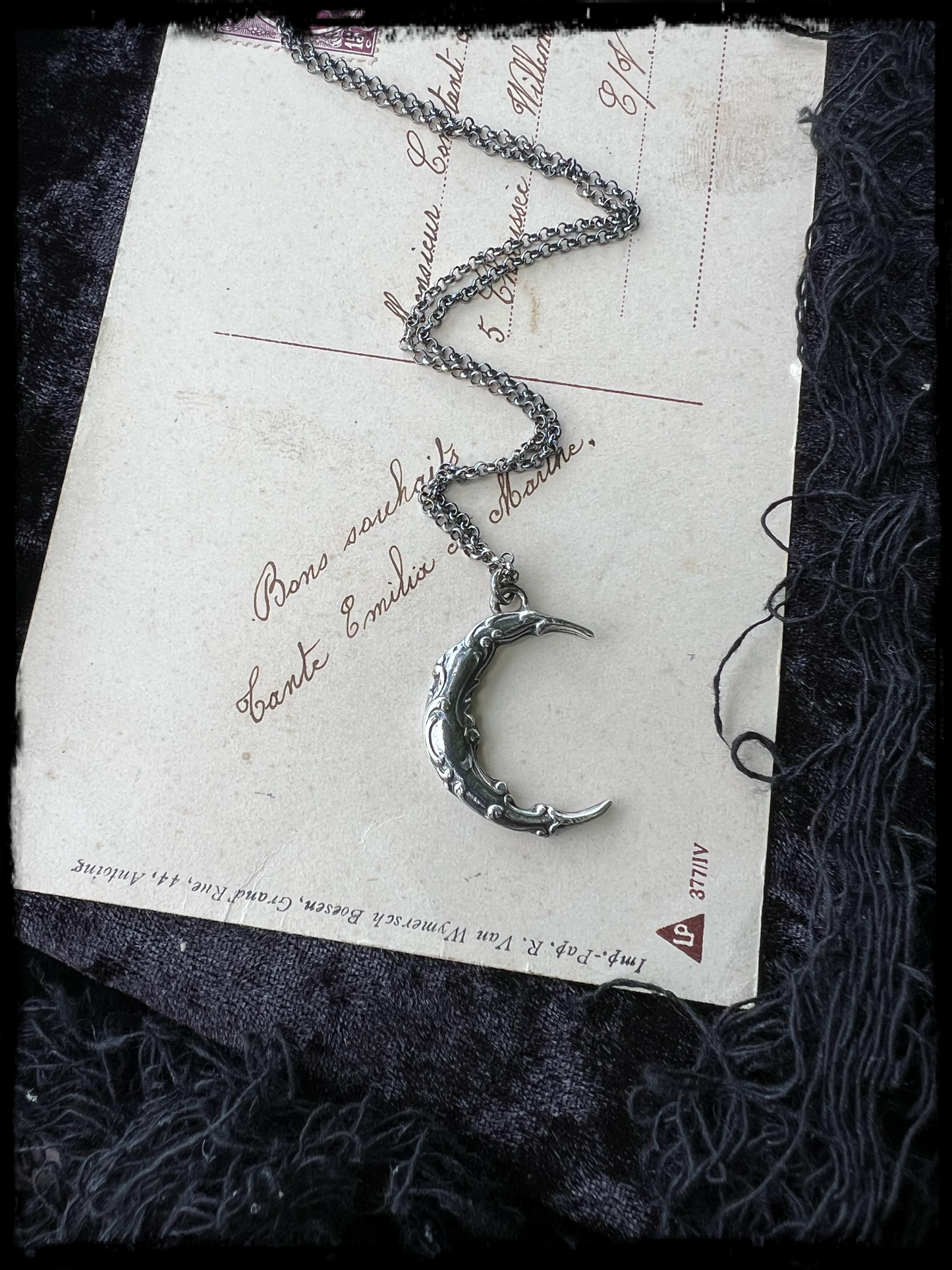Moon of Melancholy~Sterling & fine silver crescent layering necklace MTO~