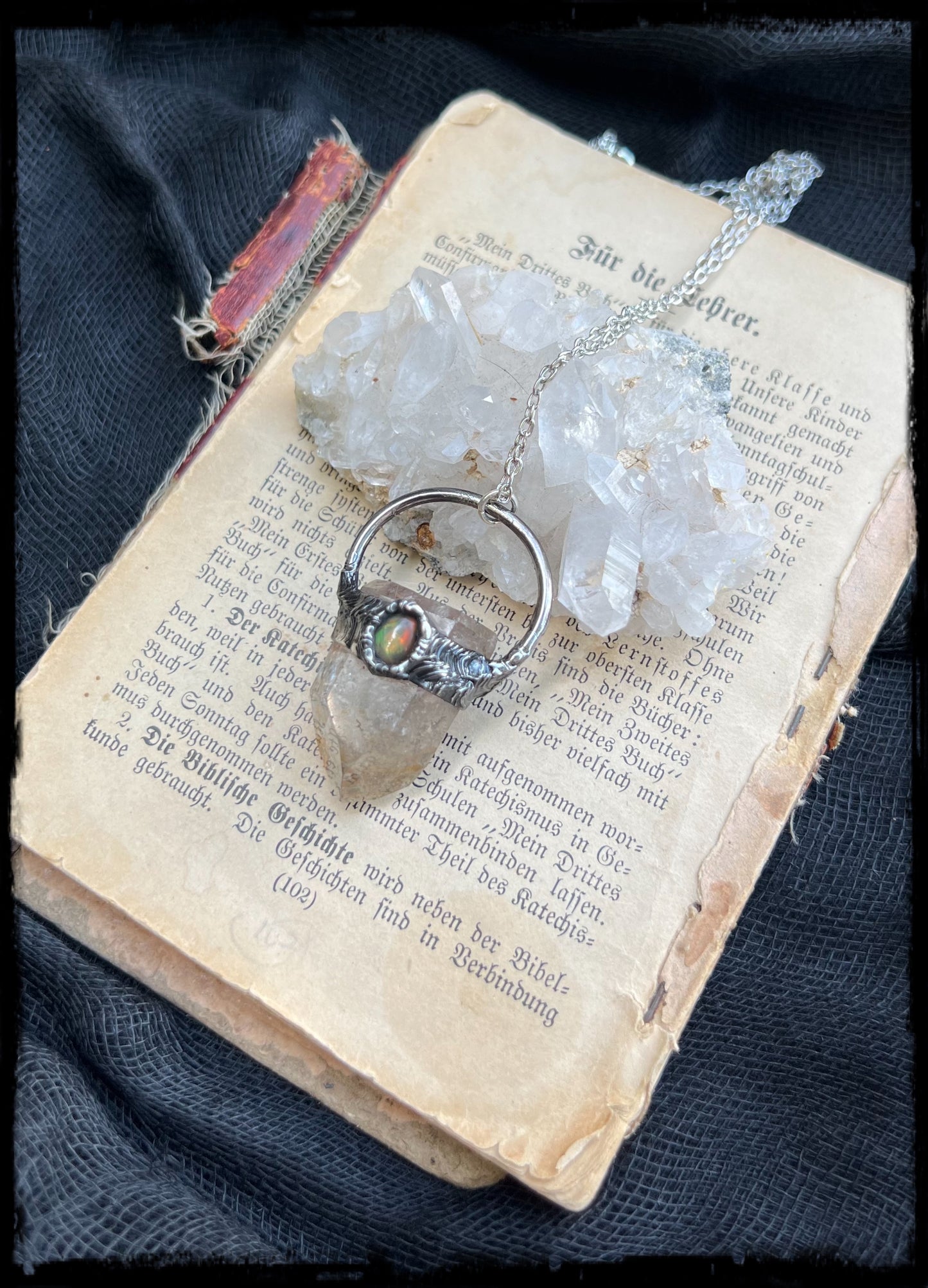 Inner Earth~Garden inclusion quartz with wella Opal crystal necklace~