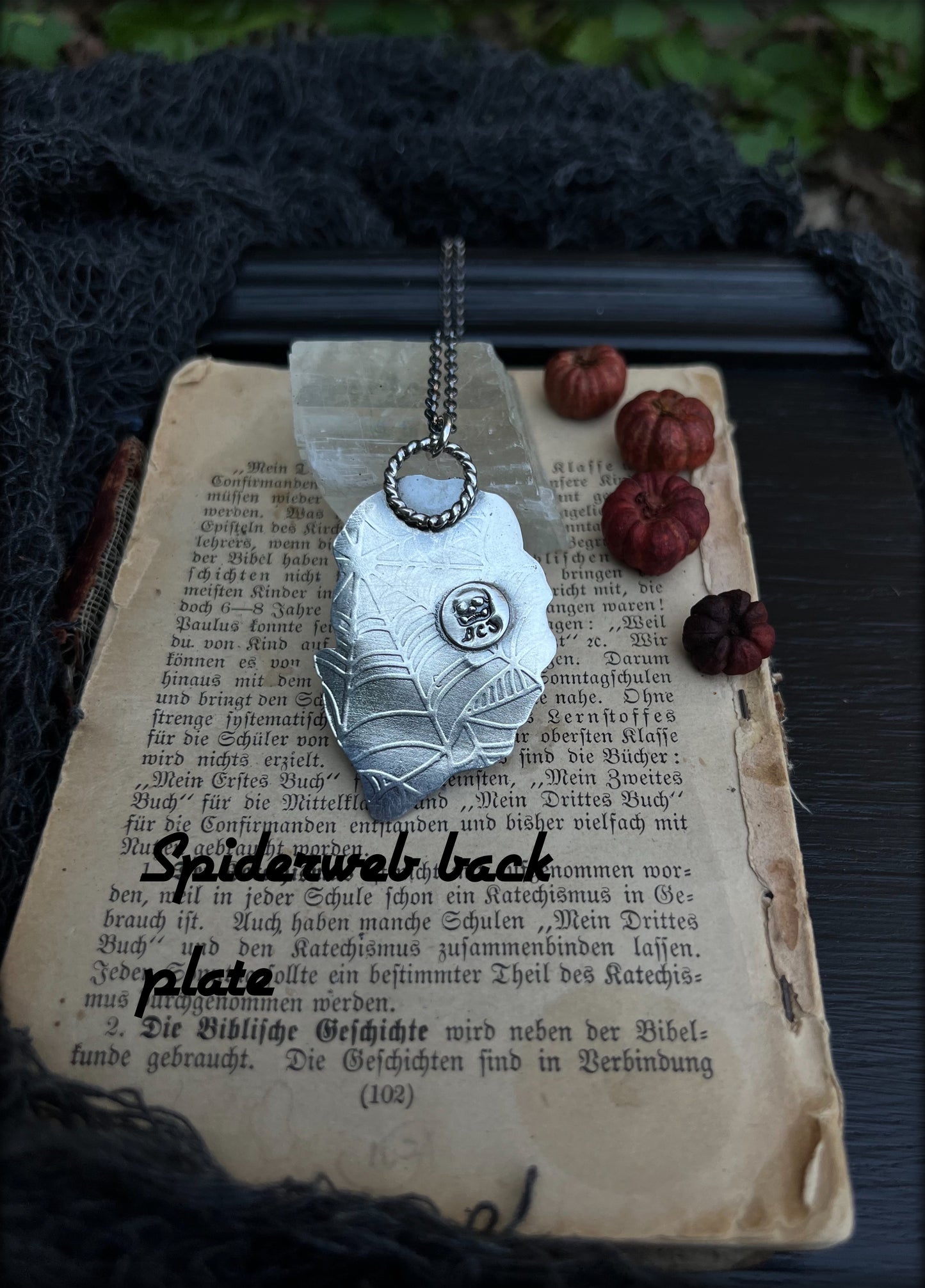 Haunted House~Hand crafted Sterling silver haunted house with rose cut black tourmaline included quartz & rainbow moonstone necklace~