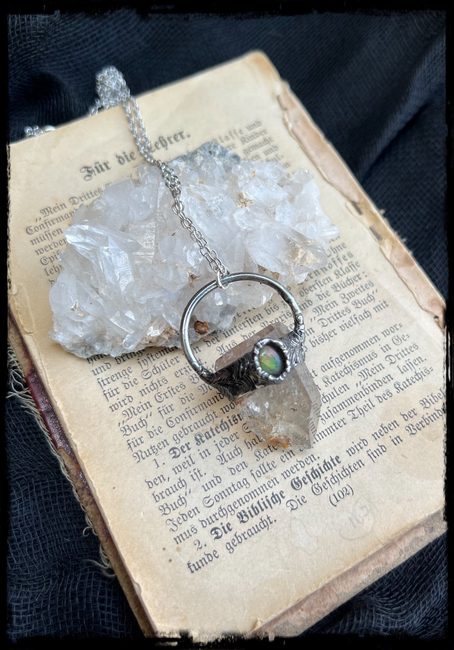 Inner Earth~Garden inclusion quartz with wella Opal crystal necklace~