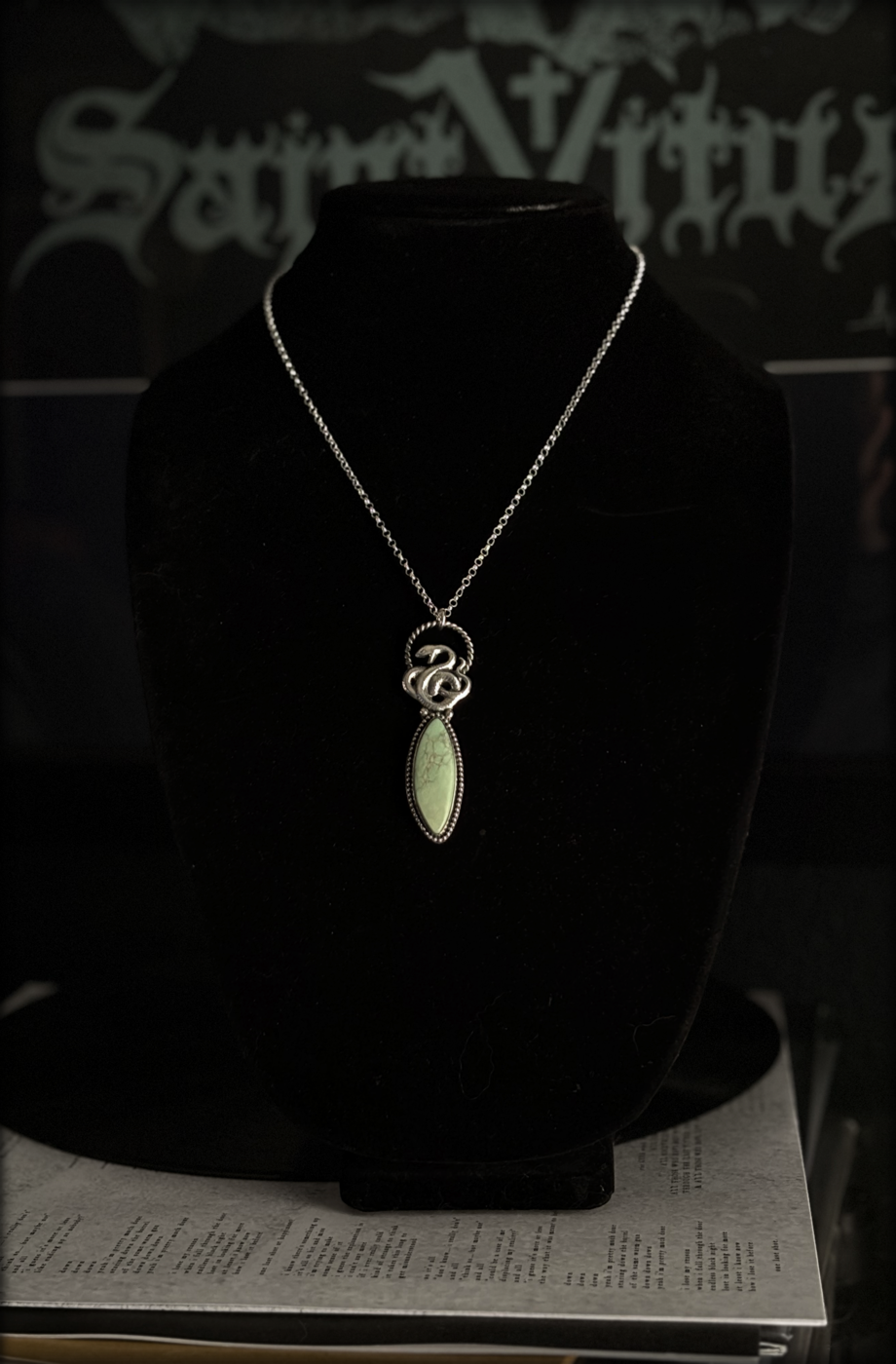 Snake Oil~ handcrafted sterling and find silver turquoise snake necklace~