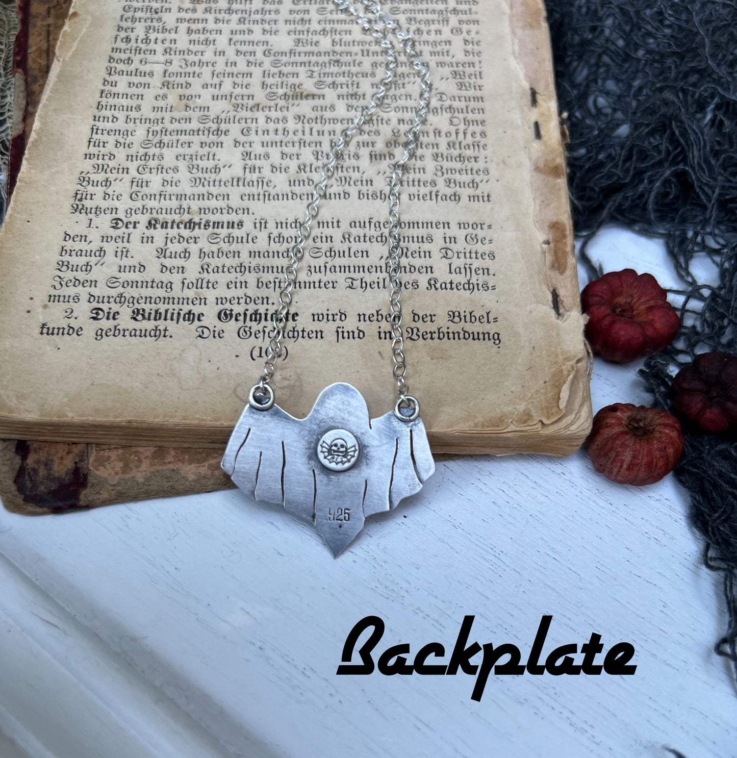 Ghostie~ hand crafted sterling silver rose cut peridot ghost necklace~