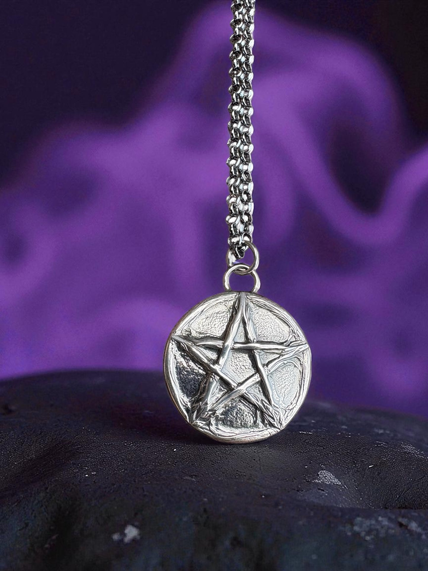 The Witchmark Medallion-Sterling silver pentagram necklace~
