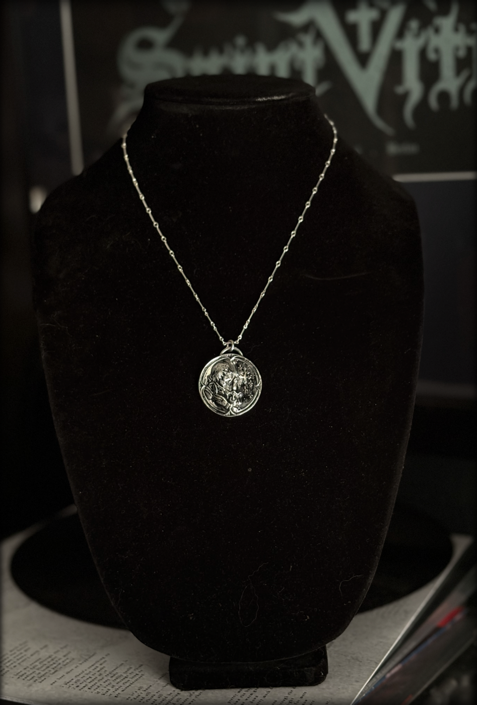 Handcrafted sterling and fine silver Joan of Arc necklace~