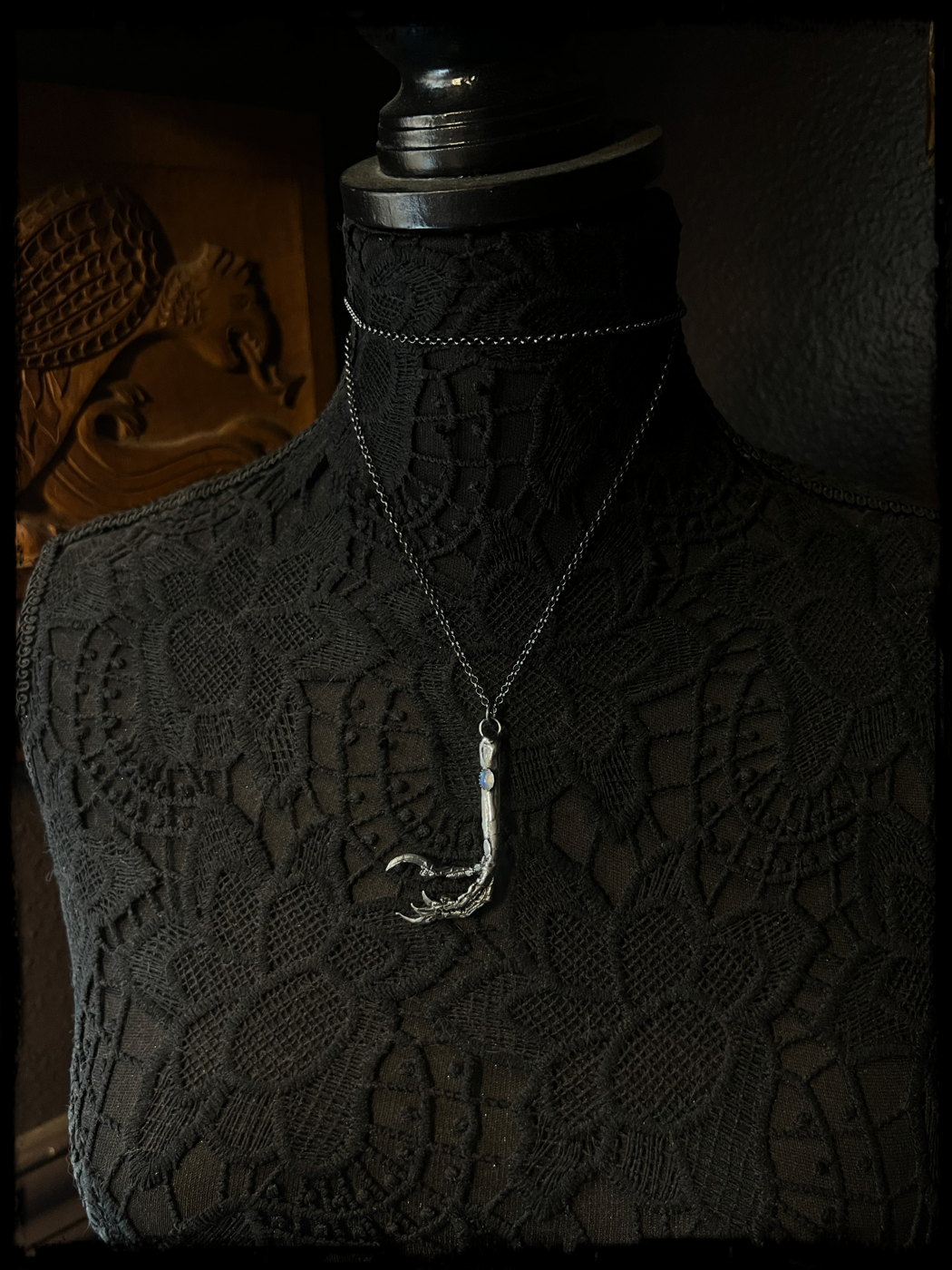 Corvus Corax~MTO sterling silver lost wax Ravens claw with moonstone made to order necklace ~