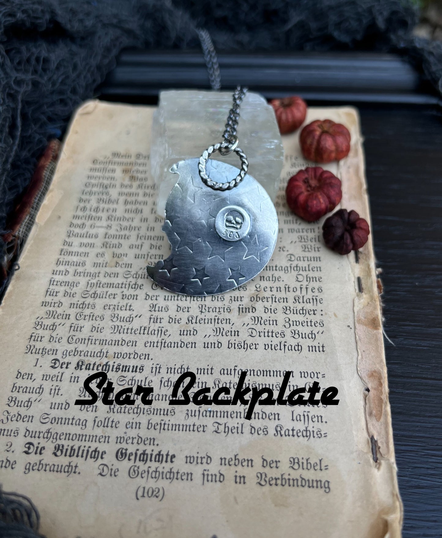 Dream a little dream~Sterling silver crescent man in the moon & cat boulder opal necklace ~