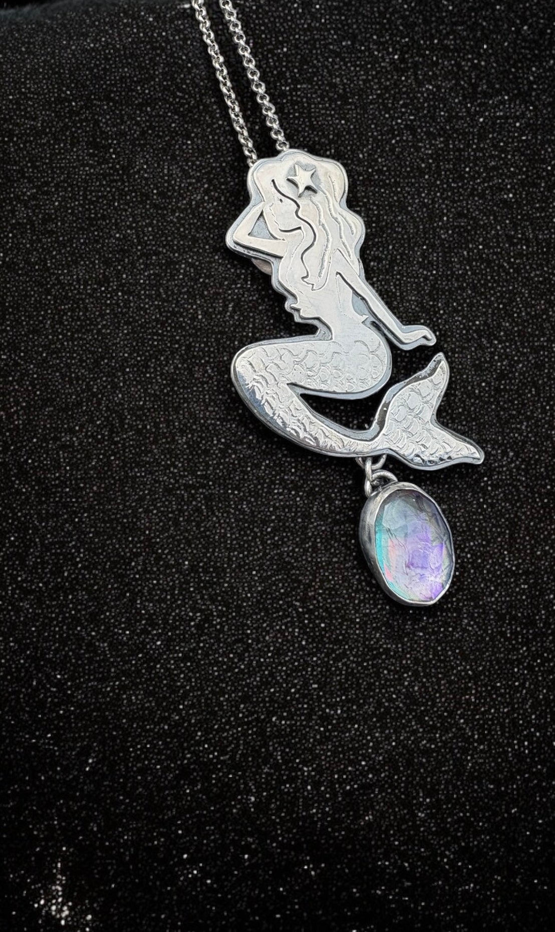 Nerida’s Dream – Sterling Silver Mermaid Necklace with Mystic Quartz