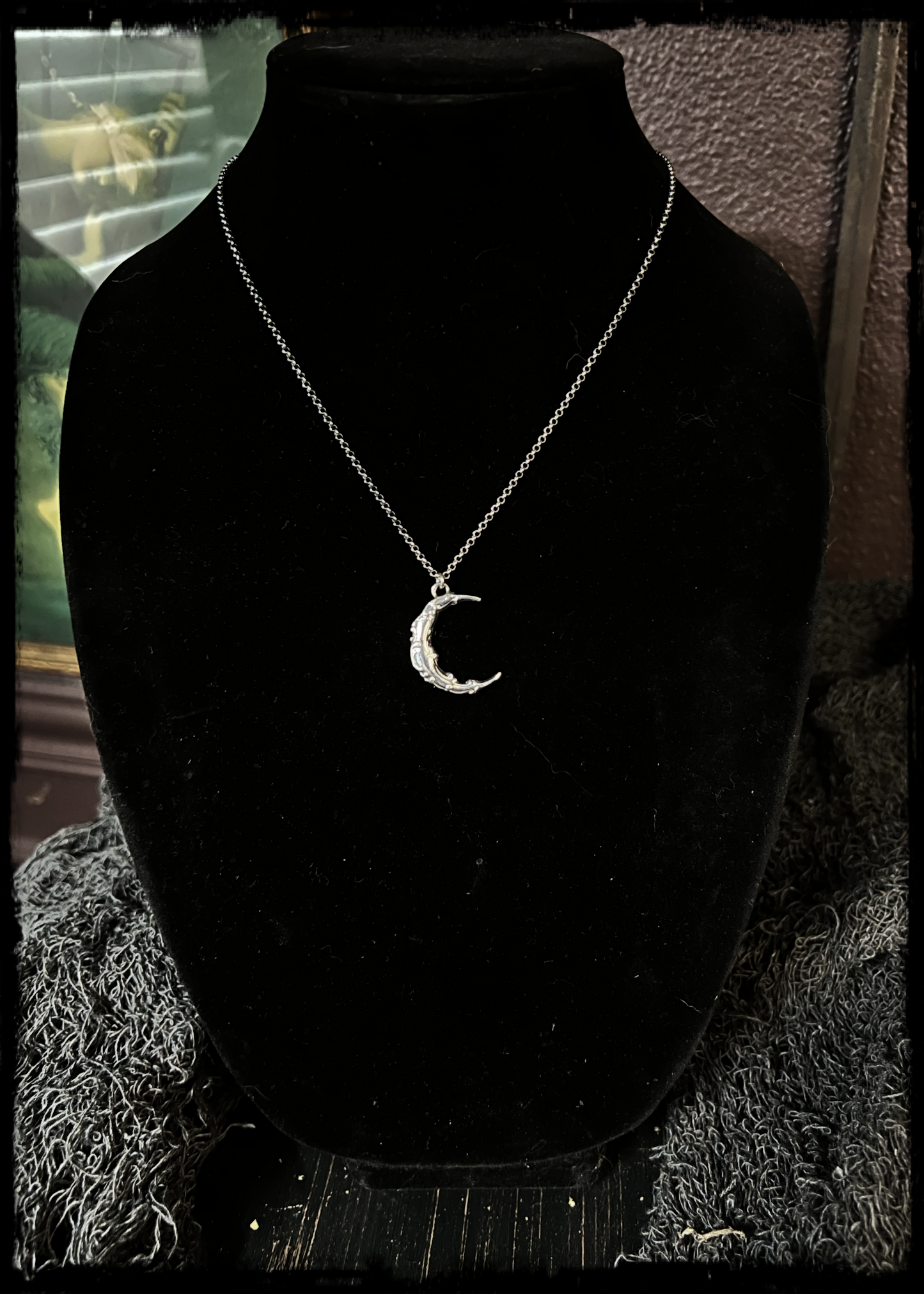 Moon of Melancholy~Sterling & fine silver crescent layering necklace MTO~