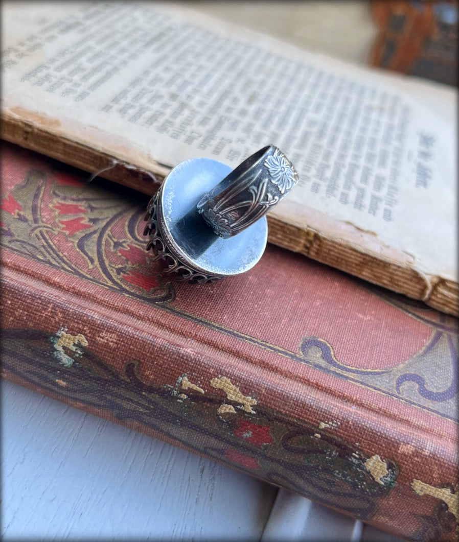 Medieval~Sterling silver medieval, Garnet ring choose your size ~