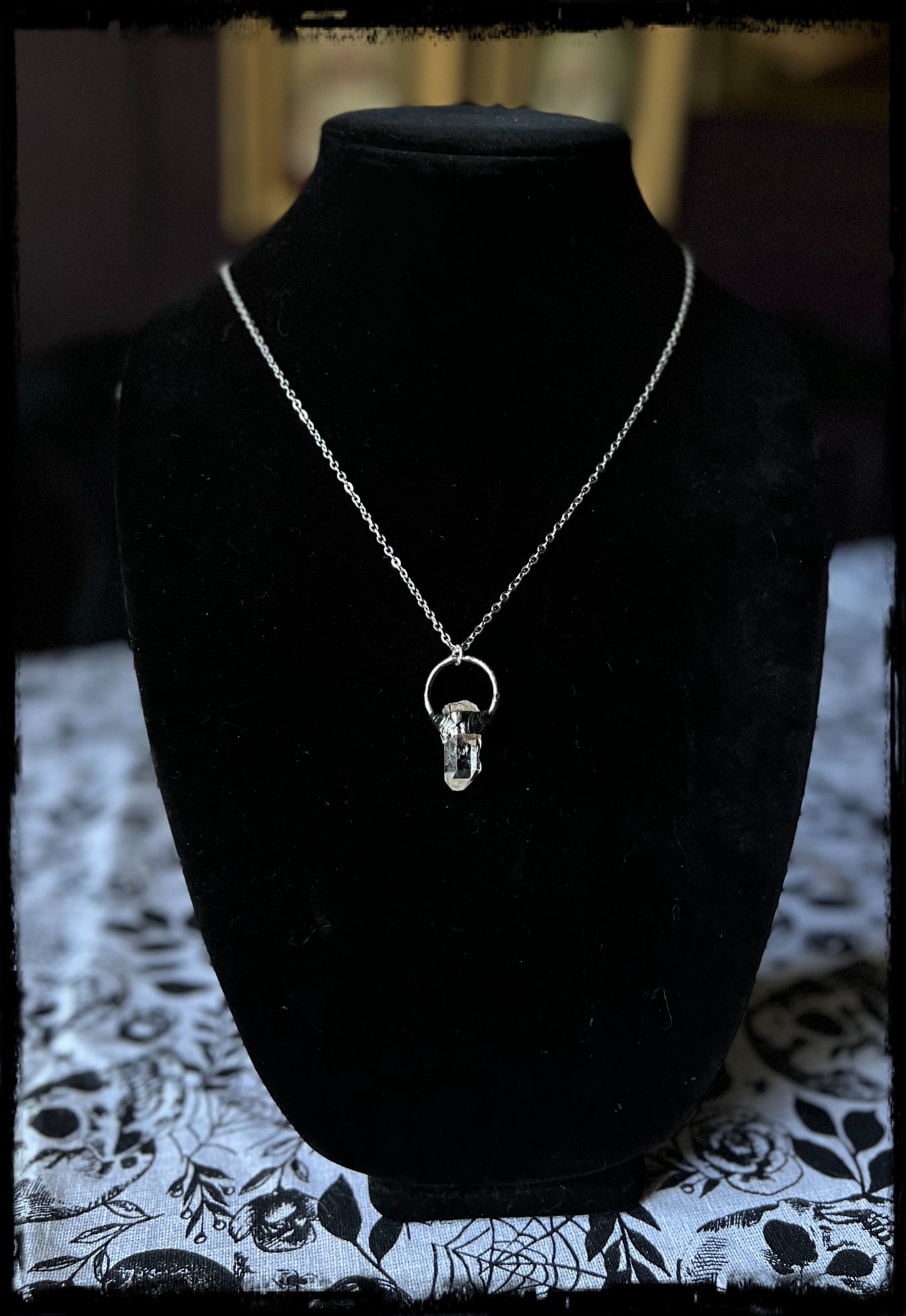 Arkansas clear quartz brutalist style Tiffany Technique crystal layering necklace~