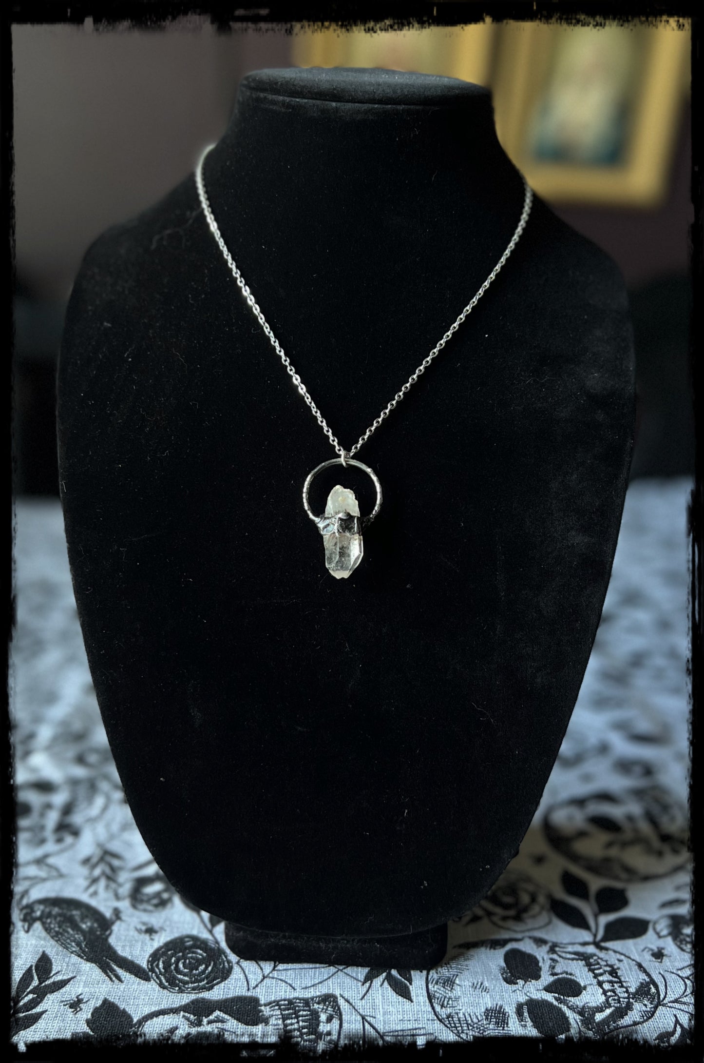 Arkansas clear quartz brutalist style Tiffany Technique crystal layering necklace~