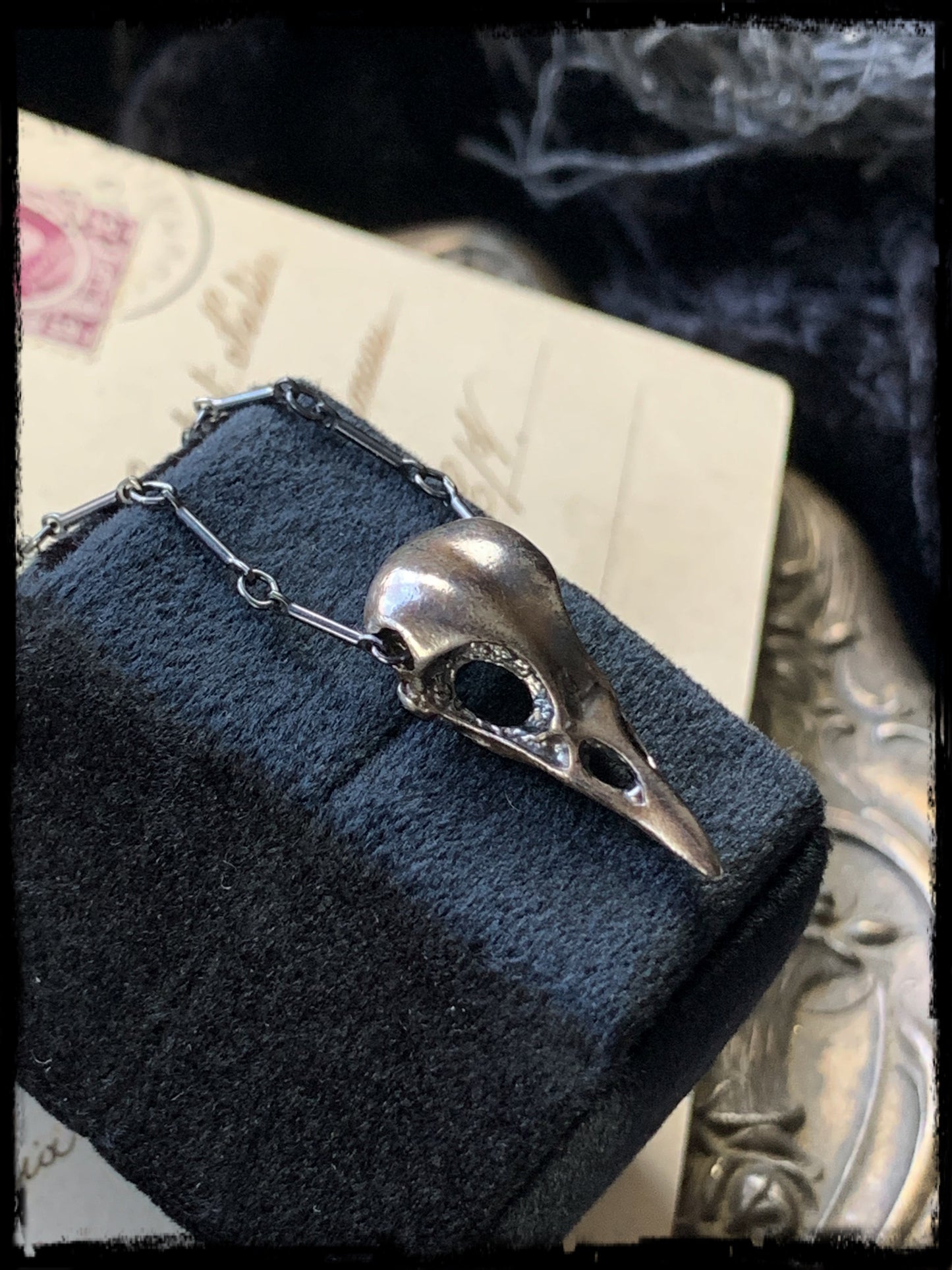 Bird of Prey~made to order Sterling silver bird skull lost wax casted stacker necklace MTO~