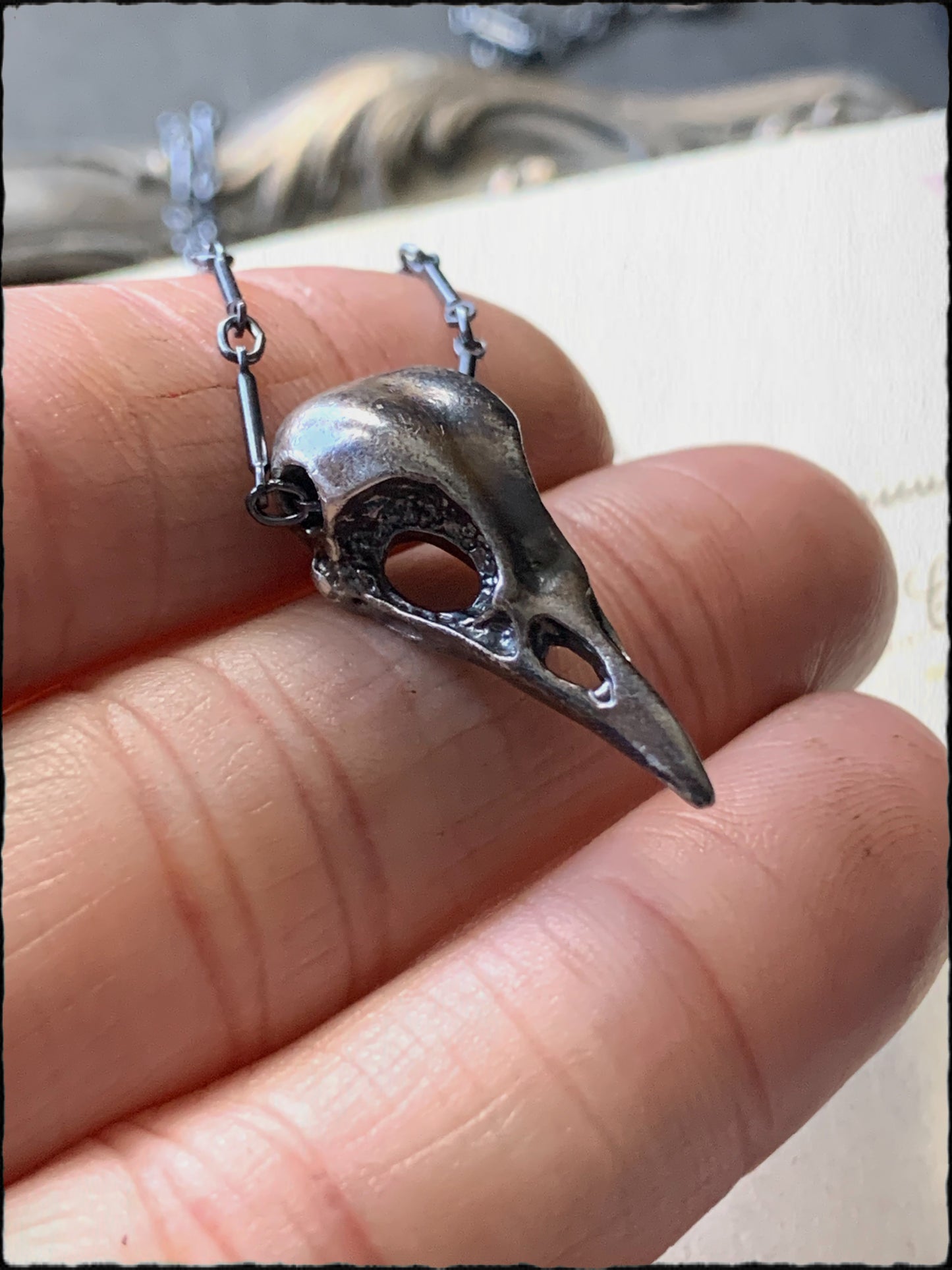 Bird of Prey~made to order Sterling silver bird skull lost wax casted stacker necklace MTO~