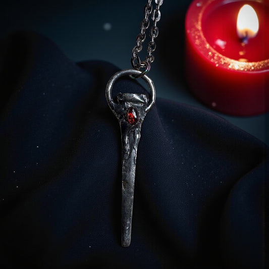 Hand crafted antique coffin nail Tiffany technique necklace ~