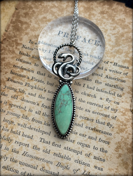 Snake Oil~ handcrafted sterling and find silver turquoise snake necklace~
