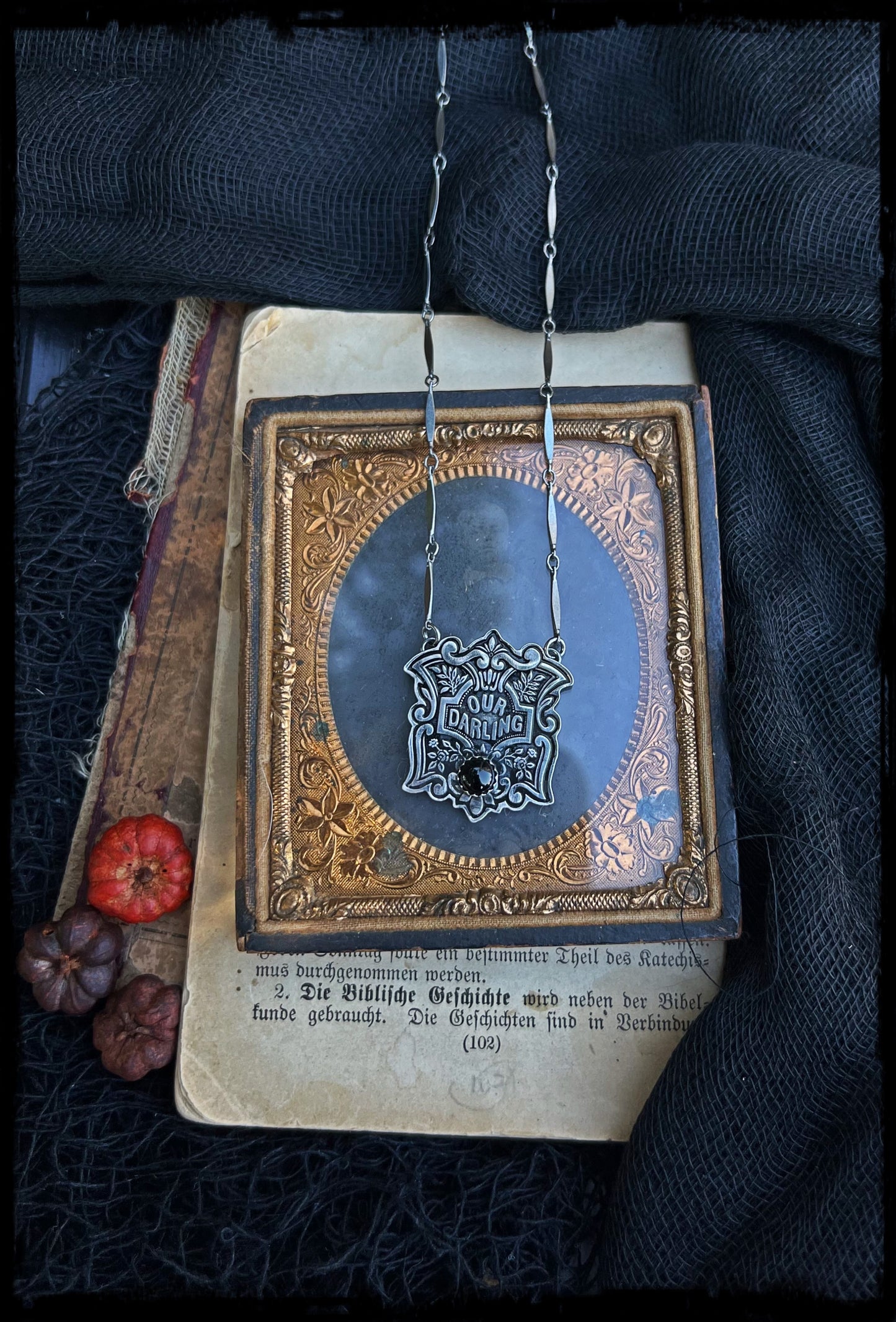 Victorian our darling coffin escutcheon~sterling silver & onyx layering necklace MTO~