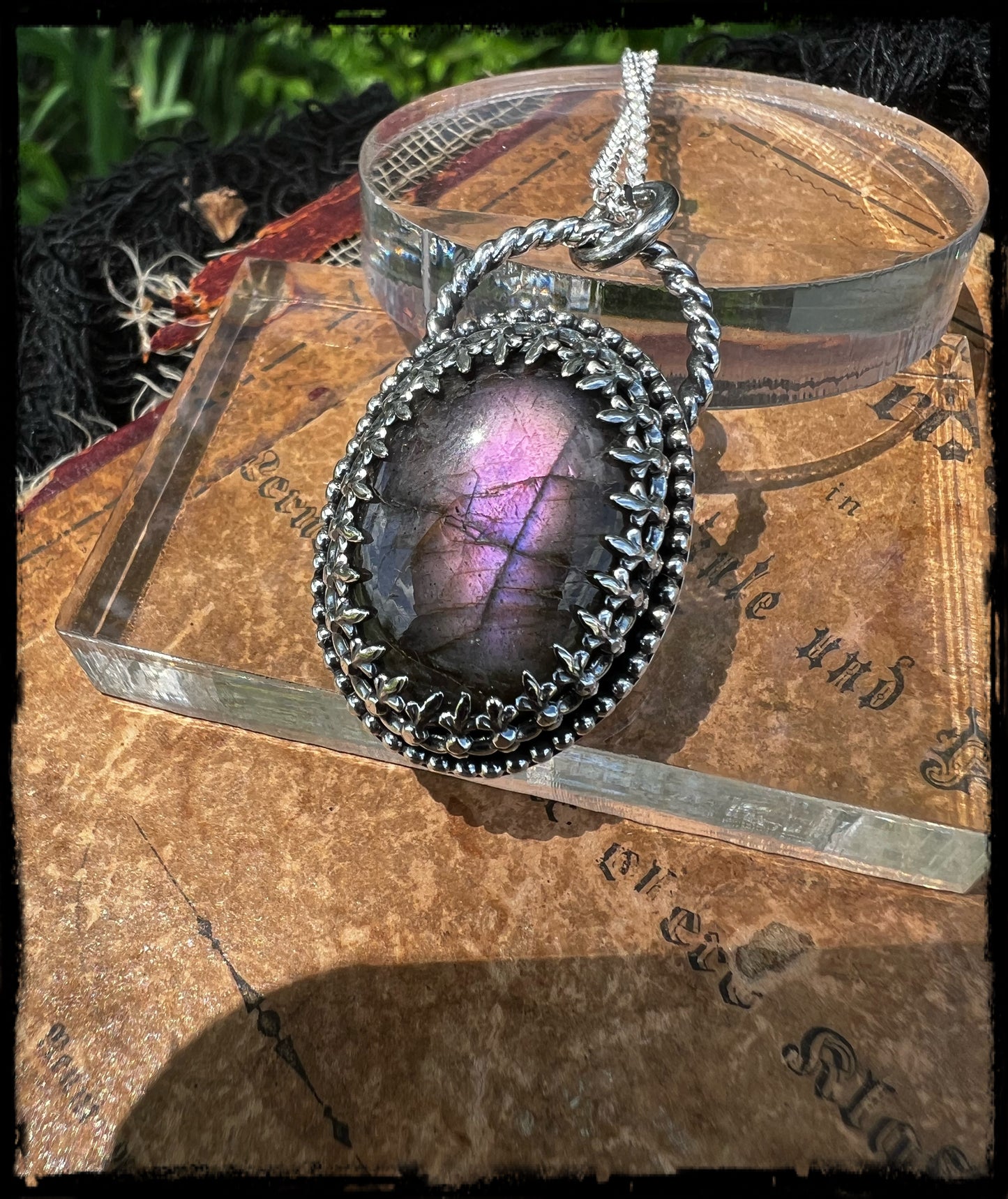 Purple labradorite gothic style pendant necklace~