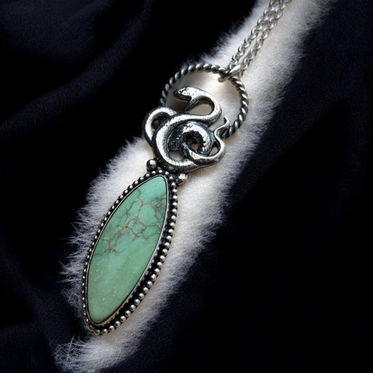 Snake Oil~ handcrafted sterling and find silver turquoise snake necklace~