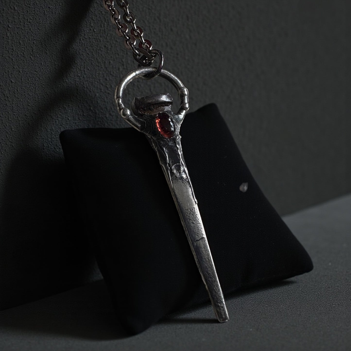 Hand crafted antique coffin nail Tiffany technique necklace ~