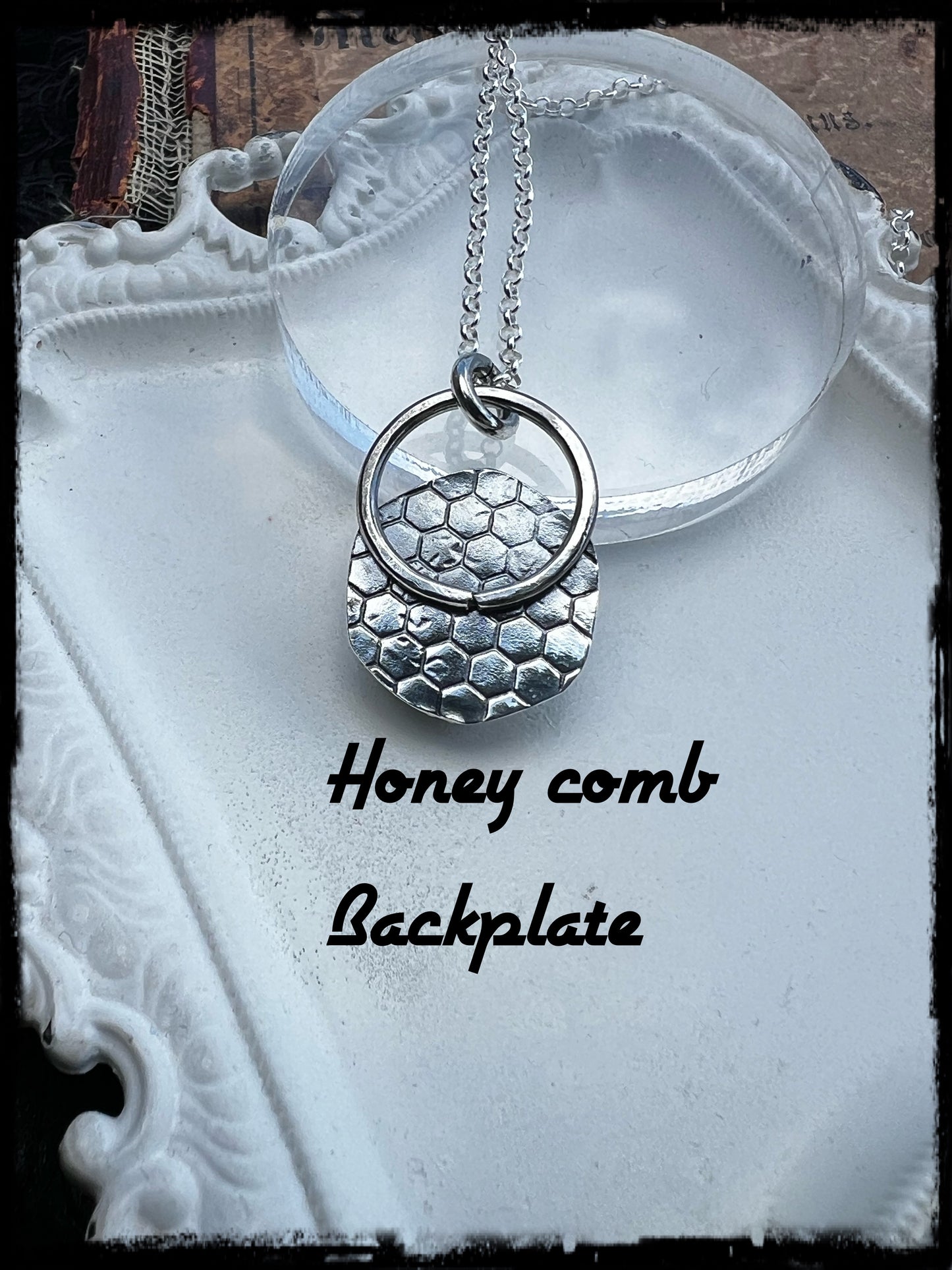 Hex~Sterling & fine silver hexagon cut raspberry layering necklace~
