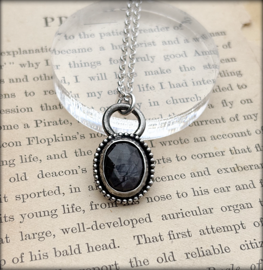 Hand crafted Sterling rose cut star sapphire layering  necklace~