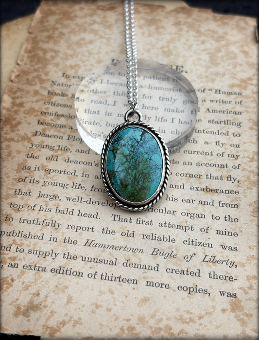 Handcrafted sterling and fine silver turquoise necklace~