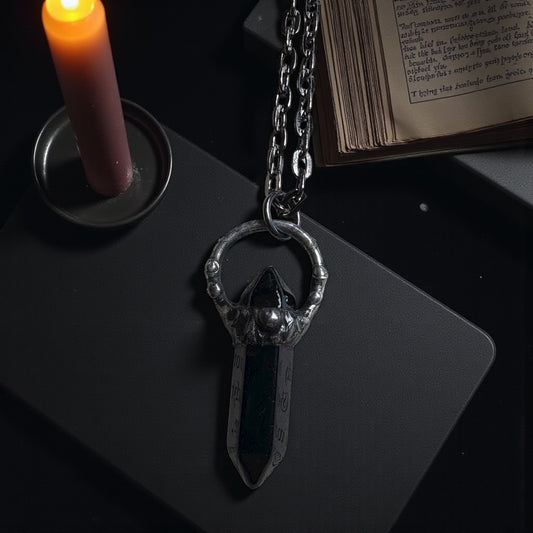 Hand crafted obsidian Tiffany Technique crystal stacker necklace~