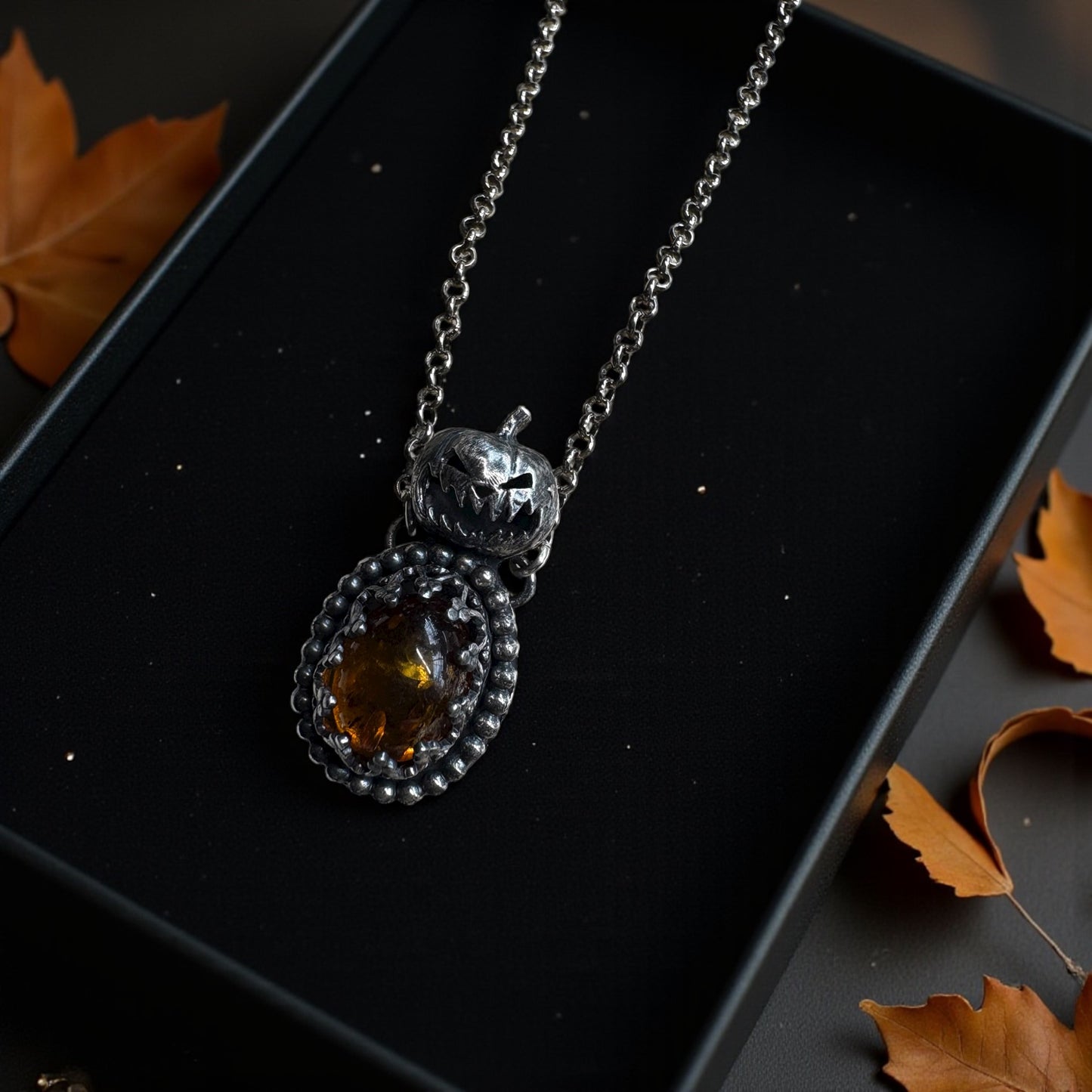 The Harvest Keeper -sterling and fine silver & Baltic, Amber necklace ~