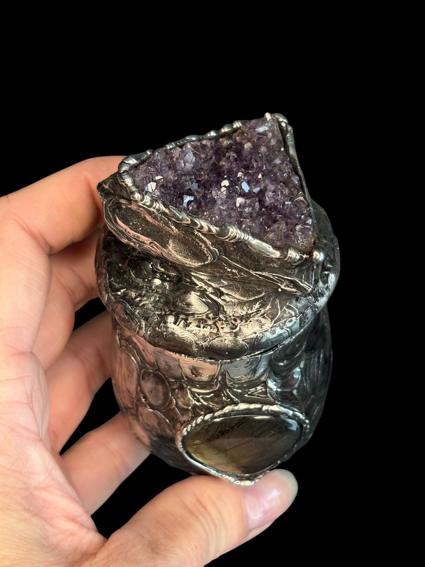 Stoned Alchemy High Priestess herbal jar (medium) amethyst & labradorite-