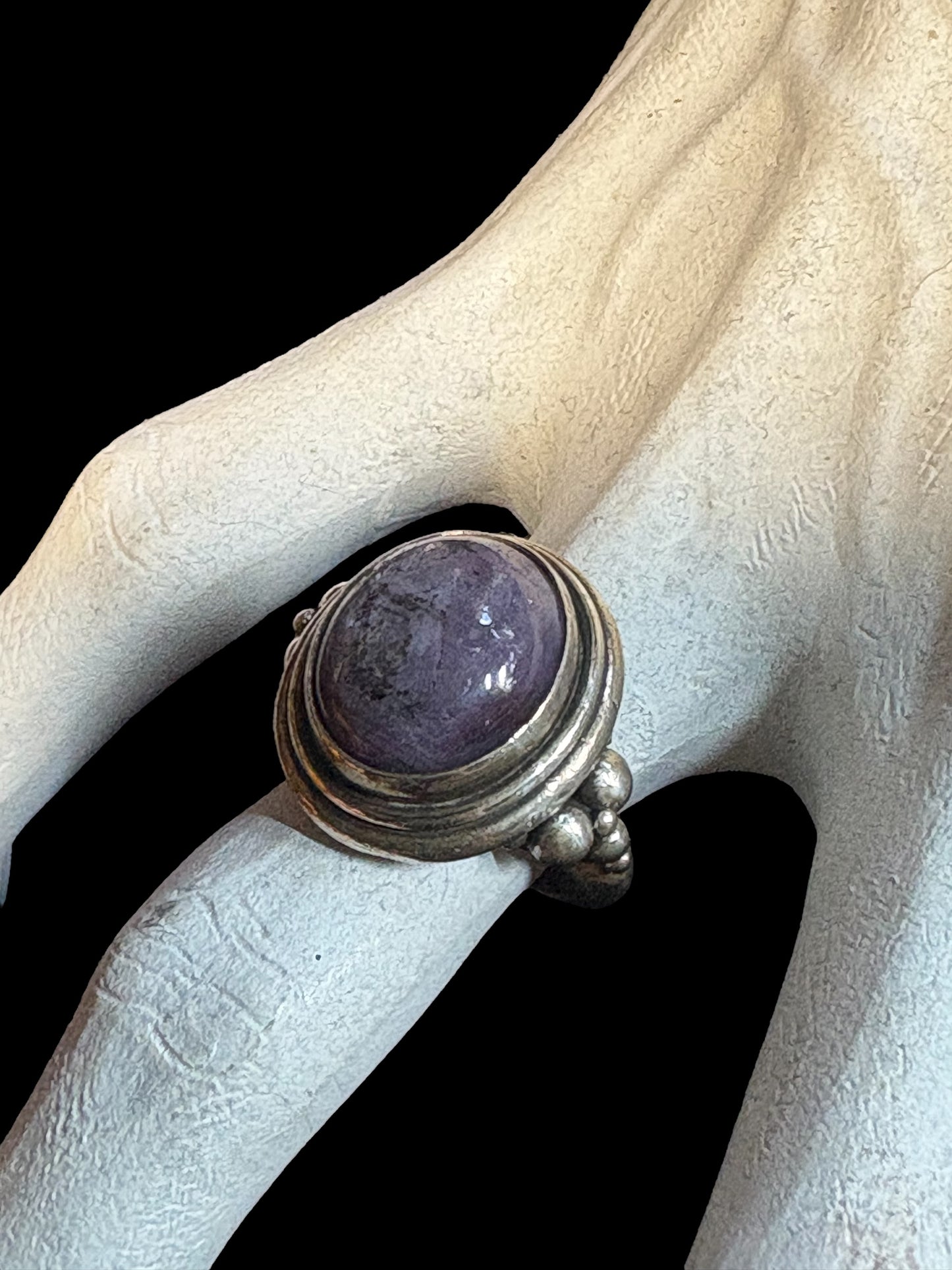 Shadow Veil ring-raspberry sapphire sterling silver ring size 6.5