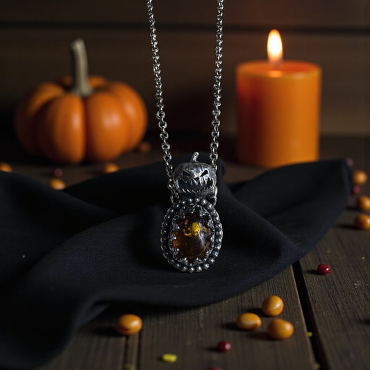 The Harvest Keeper -sterling and fine silver & Baltic, Amber necklace ~