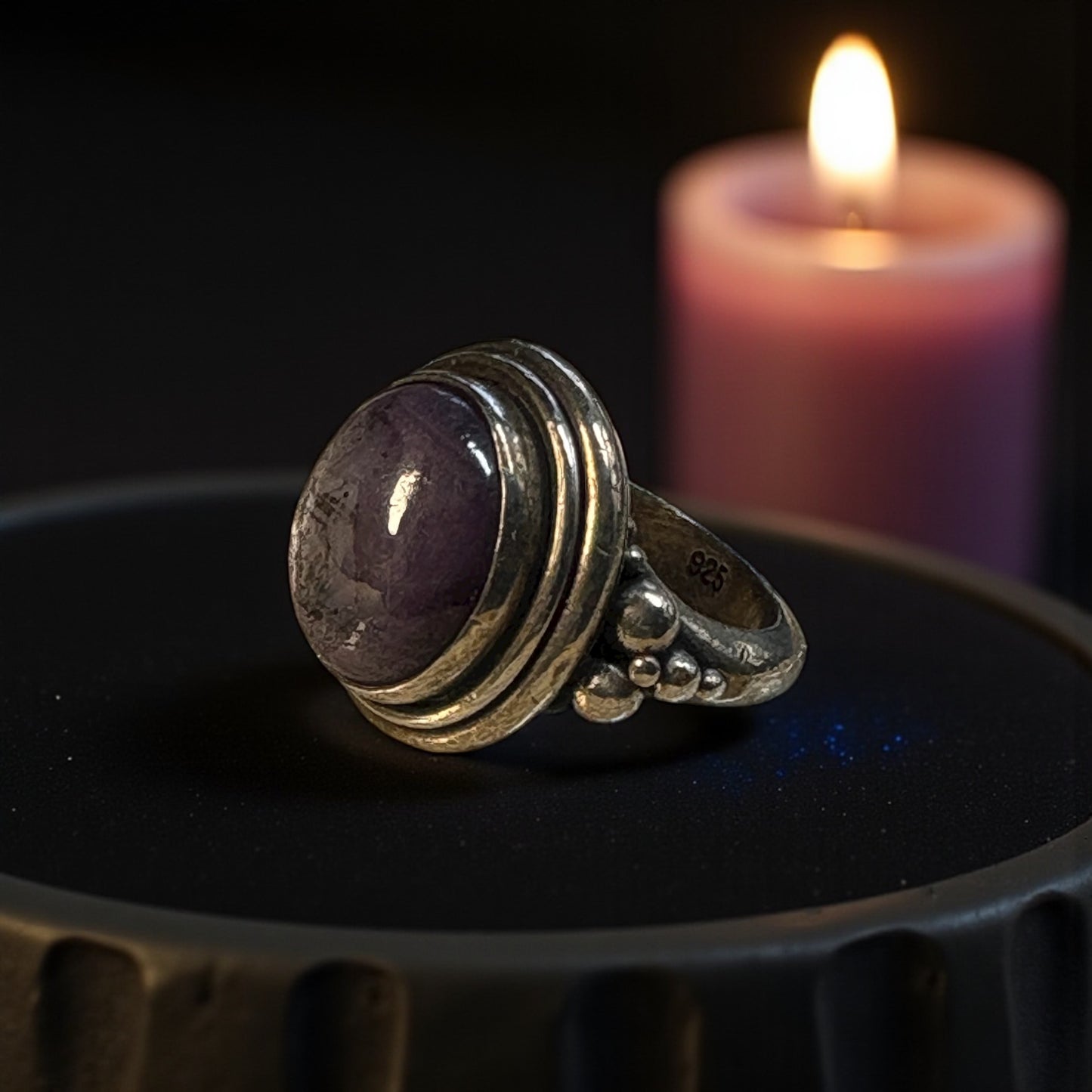 Shadow Veil ring-raspberry sapphire sterling silver ring size 6.5