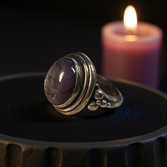 Shadow Veil ring-raspberry sapphire sterling silver ring size 6.5