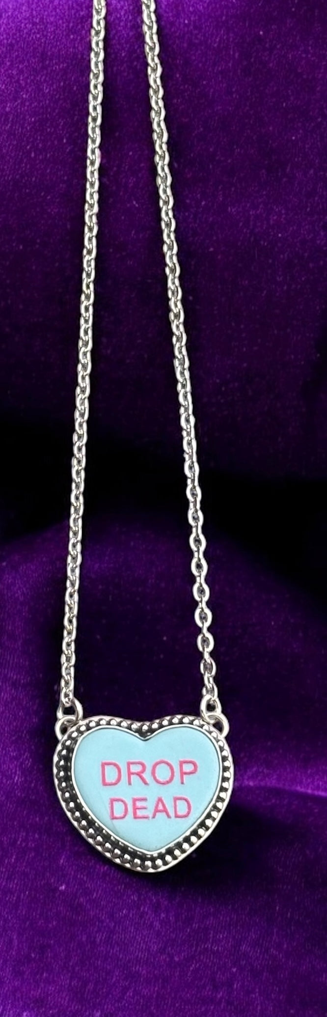 Bitter Hearts Necklace – Sterling Silver Spooky Conversation Heart