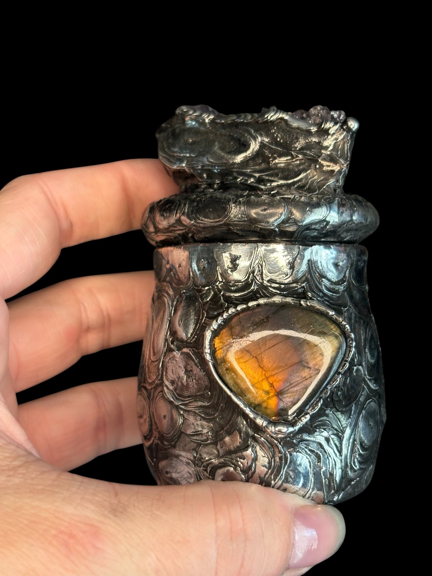 Stoned Alchemy High Priestess herbal jar (medium) amethyst & labradorite-